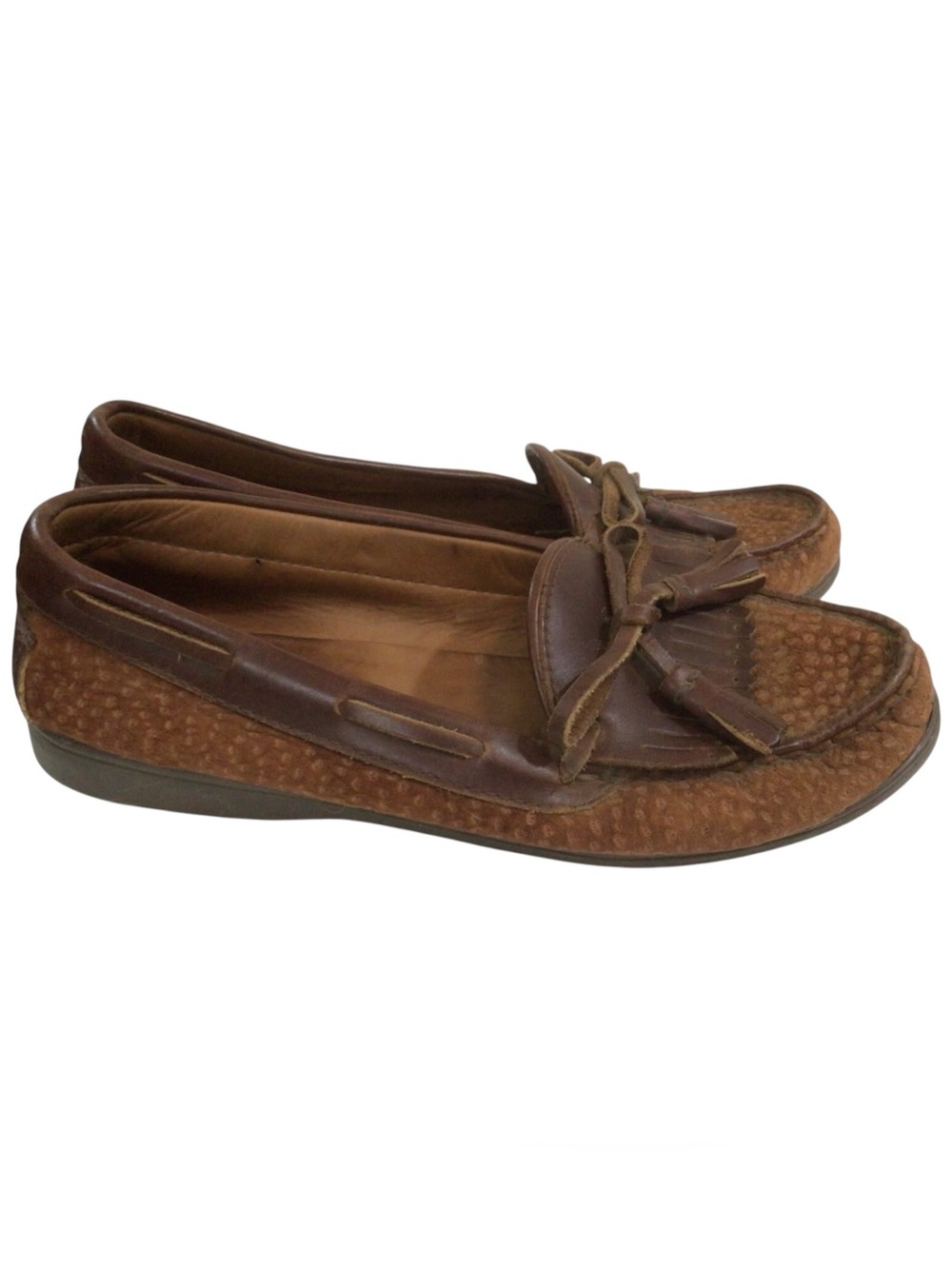Pingo Women’s Brown Leather Tassel Loafers Size 7 EU 38 Made in Argentina